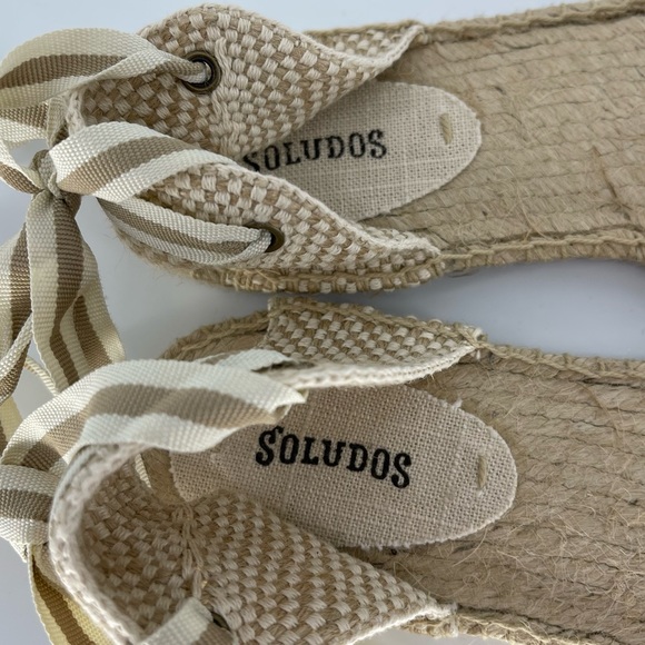 Soludos Lauren Espadrille Lace-up Sandals in White/Tan Stripe - Picture 8 of 10